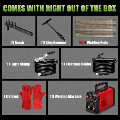 Flamyon QuickWeld Complete Welding System - Portable Stick Welder Machine 110V with Hot Start Arc Force Anti-Stick, Includes 20 Rods & 2 Chip Hammers
