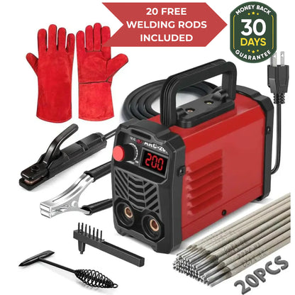 Flamyon QuickWeld Complete Welding System - Portable Stick Welder Machine 110V with Hot Start Arc Force Anti-Stick, Includes 20 Rods & 2 Chip Hammers